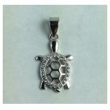 Sterling silver CZ turtle pendant