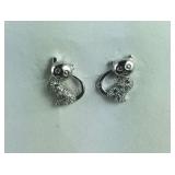 Sterling silver CZ cat earrings
