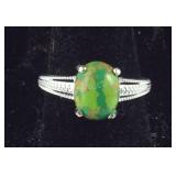 Size 8 Sterling silver Mohave green turquoise