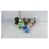Five TY Beanie Babies and a stuffed rabbit.