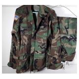 US Army camo BDU, shirt and pants both size