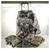 Camo dufflebag with wheels and telescopic handle,