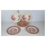 Red and white plates, by Willow Ware, Bennet and