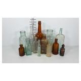 Bottle Collection,  brown, green and clear