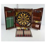 Royal arms dart board, and other game pieces