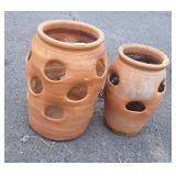 2 terracotta strawberry planters