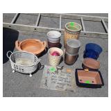 Flower garden accessories, ceramic and terracotta