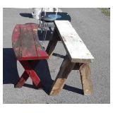 2 wooden benches