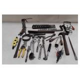 Miscellaneous tools lot, wrenches, socket sets,