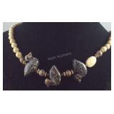 Beaded necklace duck stones 30in