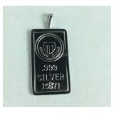 999 Silver Ingot Pendant