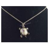 925 Sterling Turtle Pendant 18" Sterling Chain
