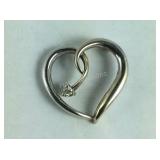 Tests 925 Sterling With Natural Diamond Heart