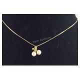 Gold Over925 Sterling 18" Necklace Pearl Pendant