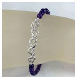 Sterling purple quartzite and diamond accent