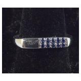 Size 7 Sterling lab created blue sapphire .26cts