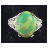 Size 10 Mohave green turquoise platinum bond ring