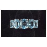 Size 5 Sterling sky blue topaz 5stone ring 4.41