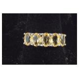 Size 8 Sterling Brazilian citrine 5 stone ring