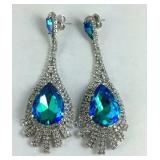 Simulated blue Quartz and white Austrian crystal