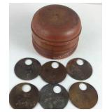 Mining tags in wooden container