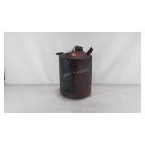 Metal oil/gas can with spout and wooden handle,