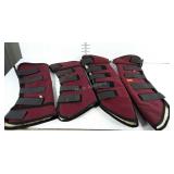 Horse leg warmers with fleece lining.