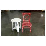 Two pi3ces, Painted chair and side table.