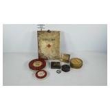 Metal advertising tins, first aid kit and