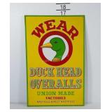 Duck Head wear advertising metal sign. Measures