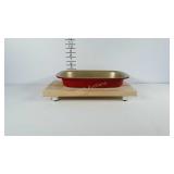 Wooden cutting board with legs and metal