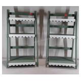 Two 3-tiered, decorative folding wooden plant