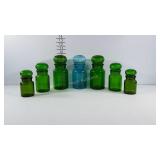 Green & Blue Glass jar / canister set.