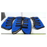 Horse leg warmers with fleece lining.