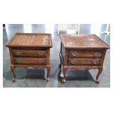 Pair of Living Room End Tables, double drawers,
