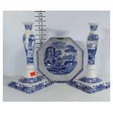 Spode Serving bowl with 2 candle sticks.