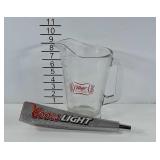 Coors Light beer tap handle and Miller High Life
