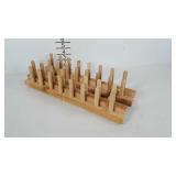 Two wooden peg holder racks, 16" long