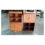 Four pieces. Stackable storage units. Some with