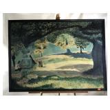 Large painting on canvas of painter by the