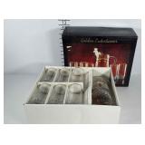 Glass beverage set, pitcher and six tumblers with