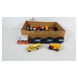 Toys, die cast cars, trucks and bus, various