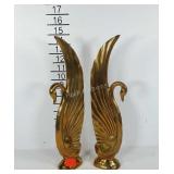 Brass swan statues / tall bookends