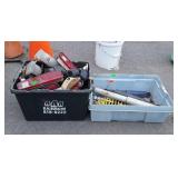 Two plastic totes of Automotive Parts mostly