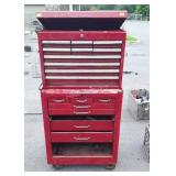 Chest on chest tool box with tools