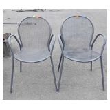 Pair of metal mesh garden chairs