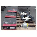 Group with used automotive parts, double window