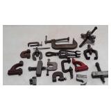 Group of tools, c-clamps, hole punches, flaring