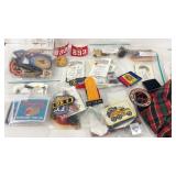 Boy Scouts patches, scarf, and awards