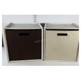 Fabric storage bins with stackable poly bins.